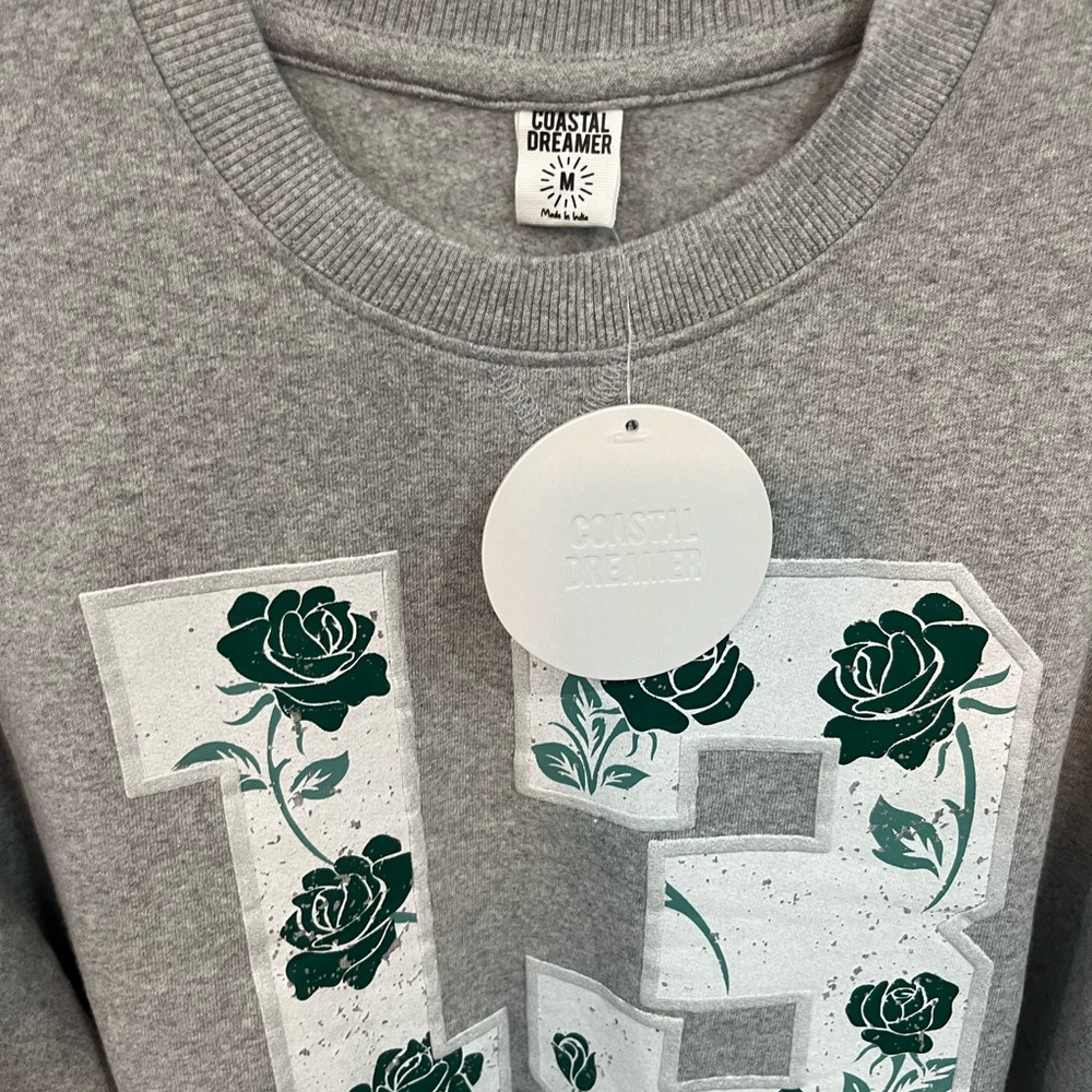Gray Cropped Sweatshirt with Green Accents - Picture 6 of 8